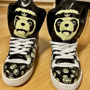 Adidas Jeremy Scott Black and Cream Monkey Sneakers